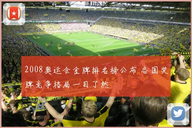 2008奥运会金牌排名榜公布 各国奖牌竞争格局一目了然